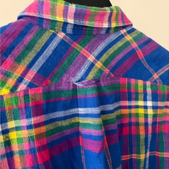 J. Crew Vibrant Multicolor Plaid Shirt - Picture 4 of 6